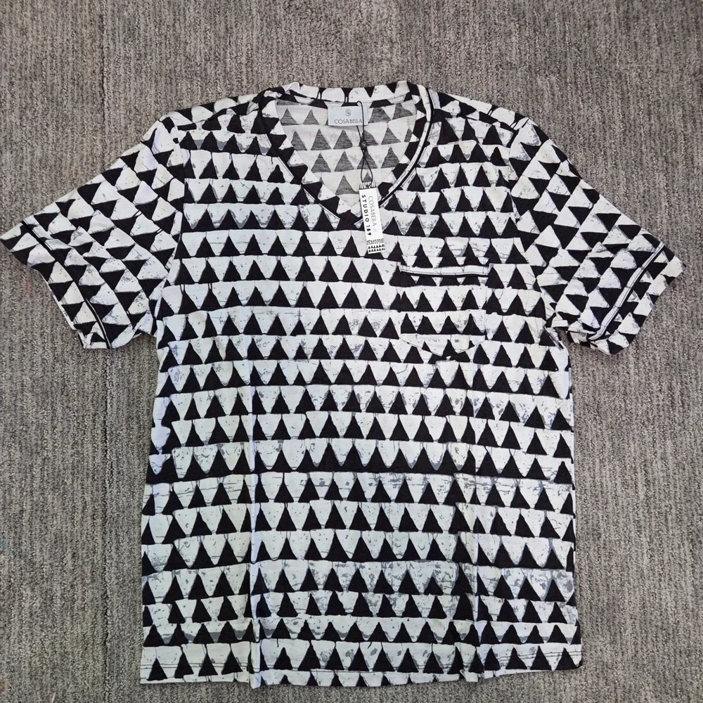 Cosabella Studio 181 Mens Pajama Set Black White Geometric Triangle Sleepwear